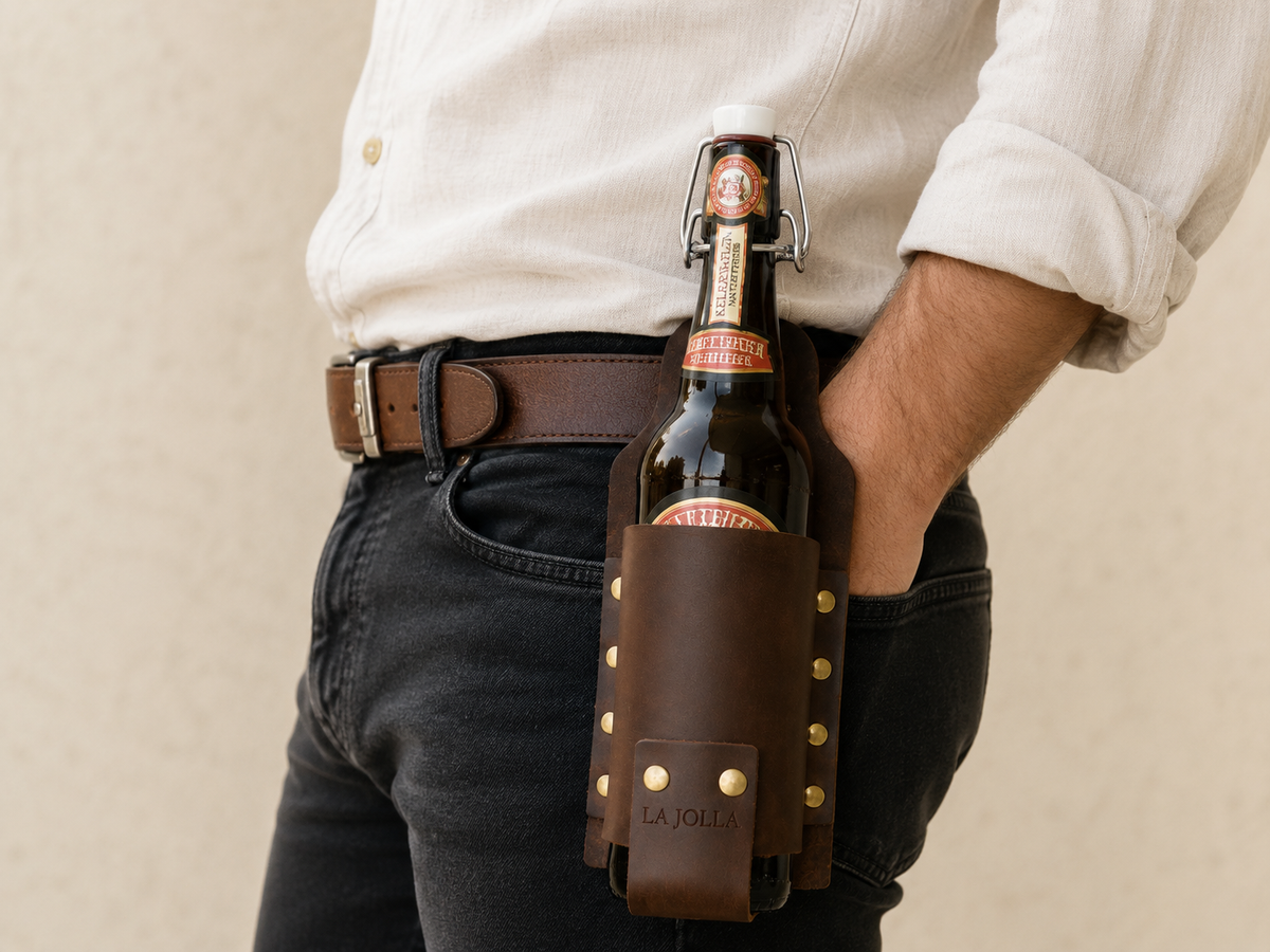 Porta Cerveza de Cuero